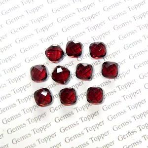 Red Garnet 10x10 mm Cushion Checker Cut